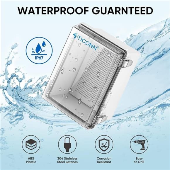 Waterproof Electrical Junction Box IP67 ABS Plastic Enclosure (8.7"x6.7"x4.3") - Picture 2 of 6